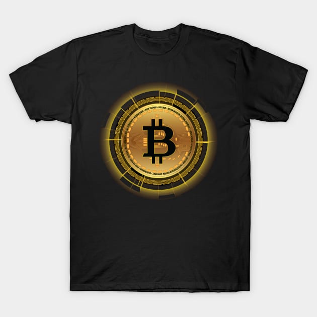 Bitcoin Logo Crypto Art T-Shirt by PunnyPoyoShop